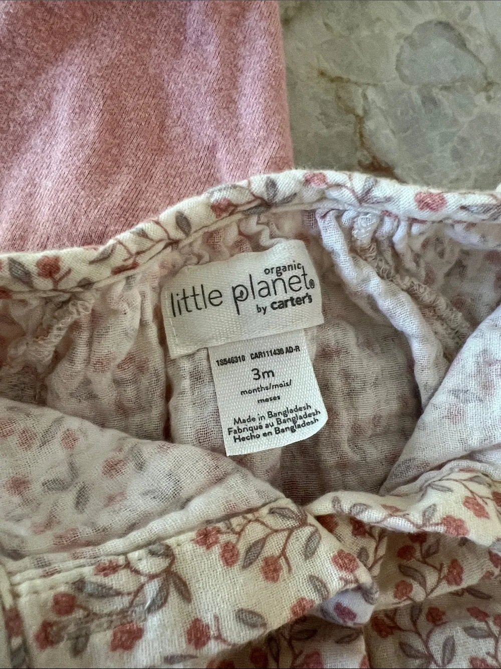3-6 Month Pink Floral Button Top with Rose Leggings & Blush Diaper Cover